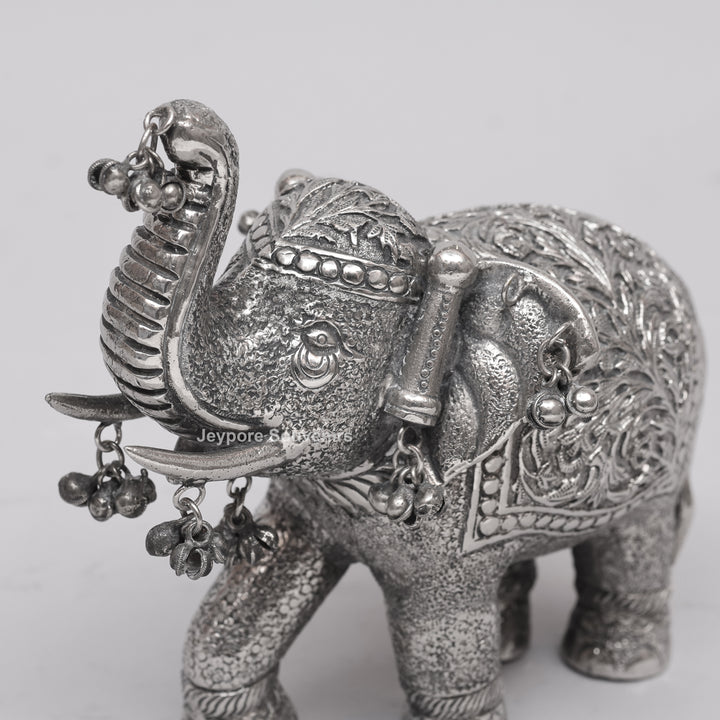 Handcrafted Silver Finish Royal Elephant Figurine