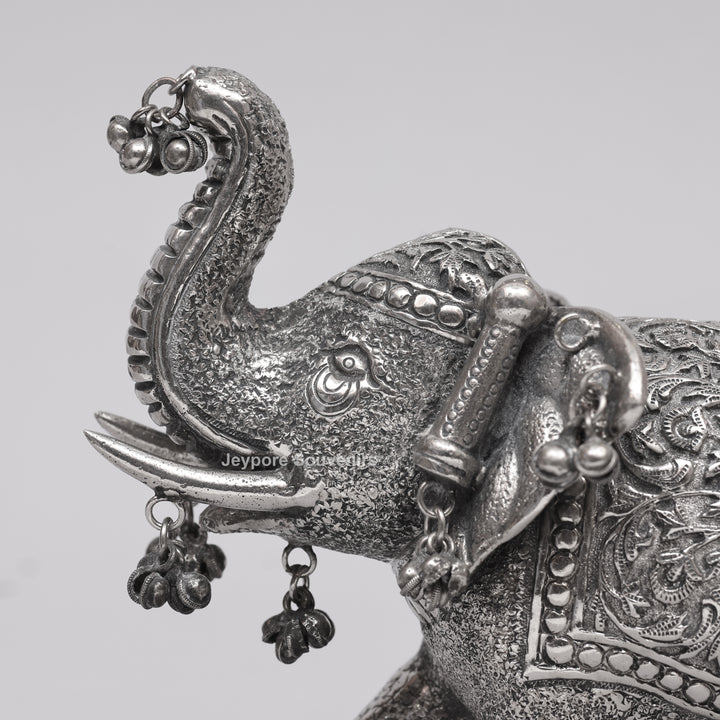 Handcrafted Silver Finish Royal Elephant Figurine