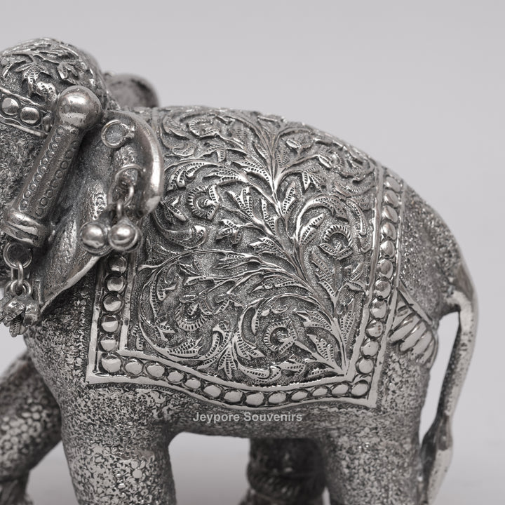 Handcrafted Silver Finish Royal Elephant Figurine