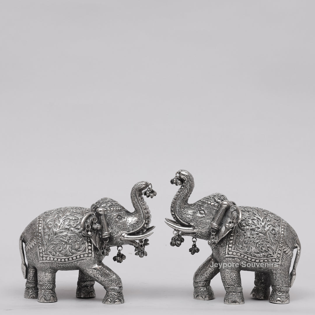 Handcrafted Silver Finish Royal Elephant Figurine