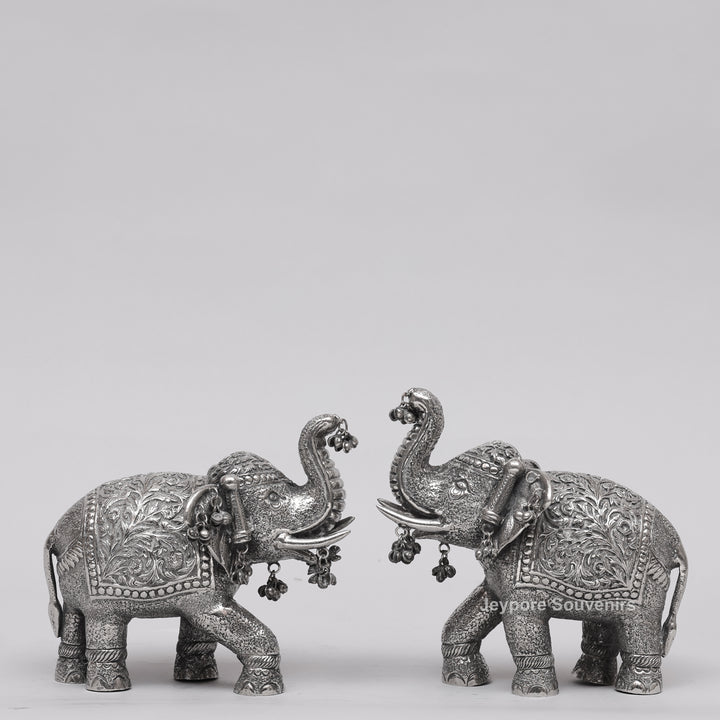 Handcrafted Silver Finish Royal Elephant Figurine