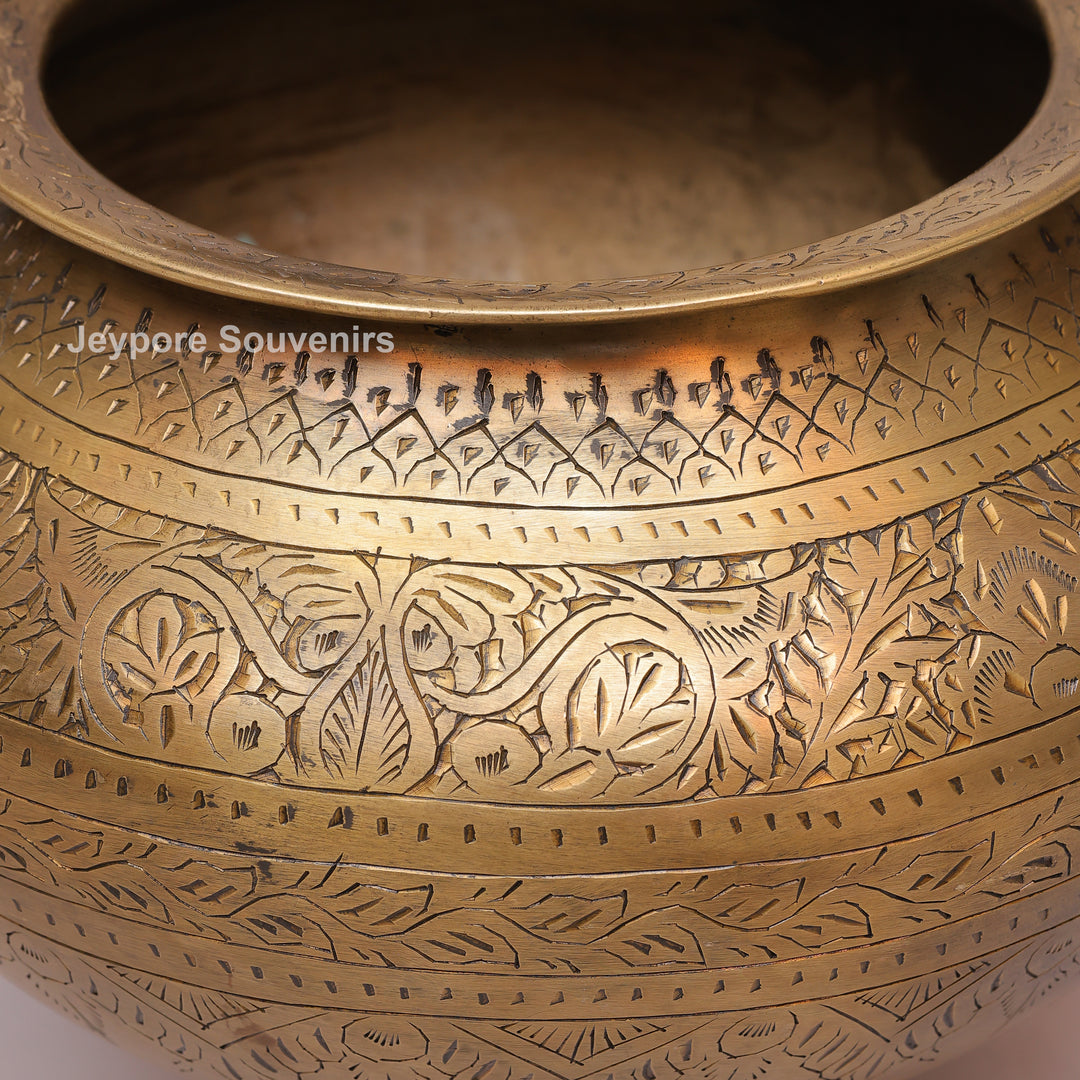 Handcrafted Brass Peacock Handle Decorative Planter for Home Decor