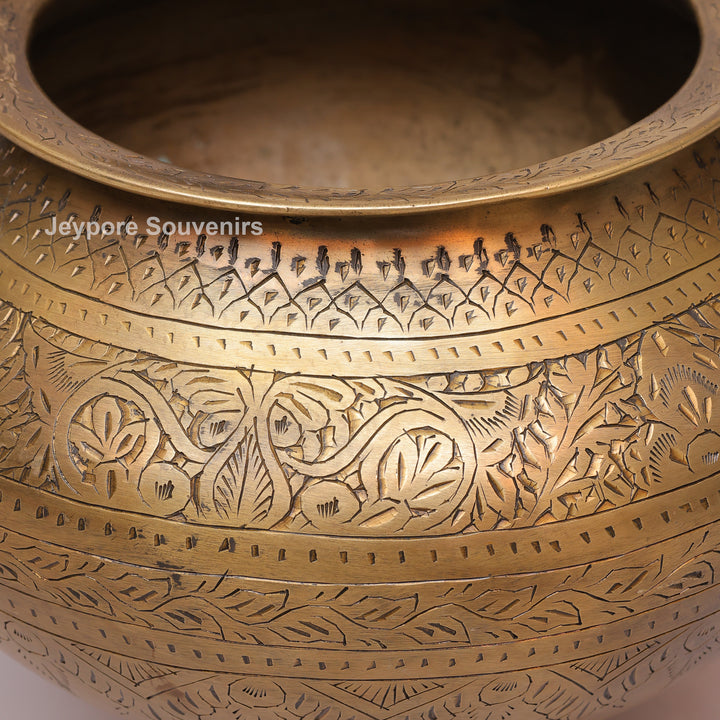 Handcrafted Brass Peacock Handle Decorative Planter for Home Decor