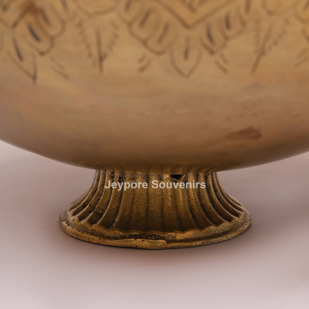 Handcrafted Brass Peacock Handle Decorative Planter for Home Decor