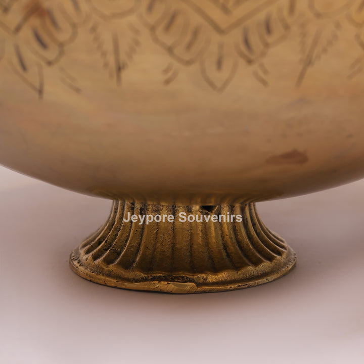 Handcrafted Brass Peacock Handle Decorative Planter for Home Decor