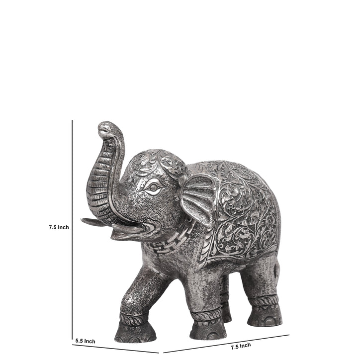 Handcrafted Silver Finish Traditional Indian Decorative Elephant Statue