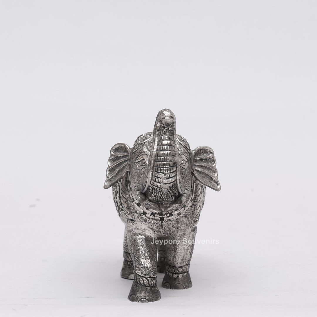 Handcrafted Silver Finish Traditional Indian Decorative Elephant Statue
