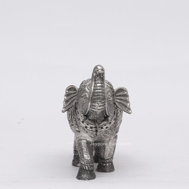Handcrafted Silver Finish Traditional Indian Decorative Elephant Statue
