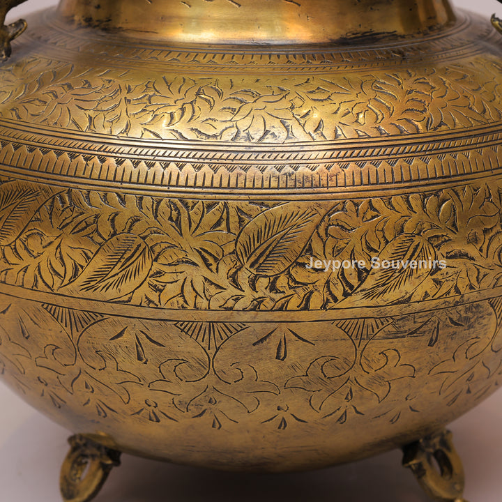 Brass Peacock Handle Decorative Planter Pot for Home Decor