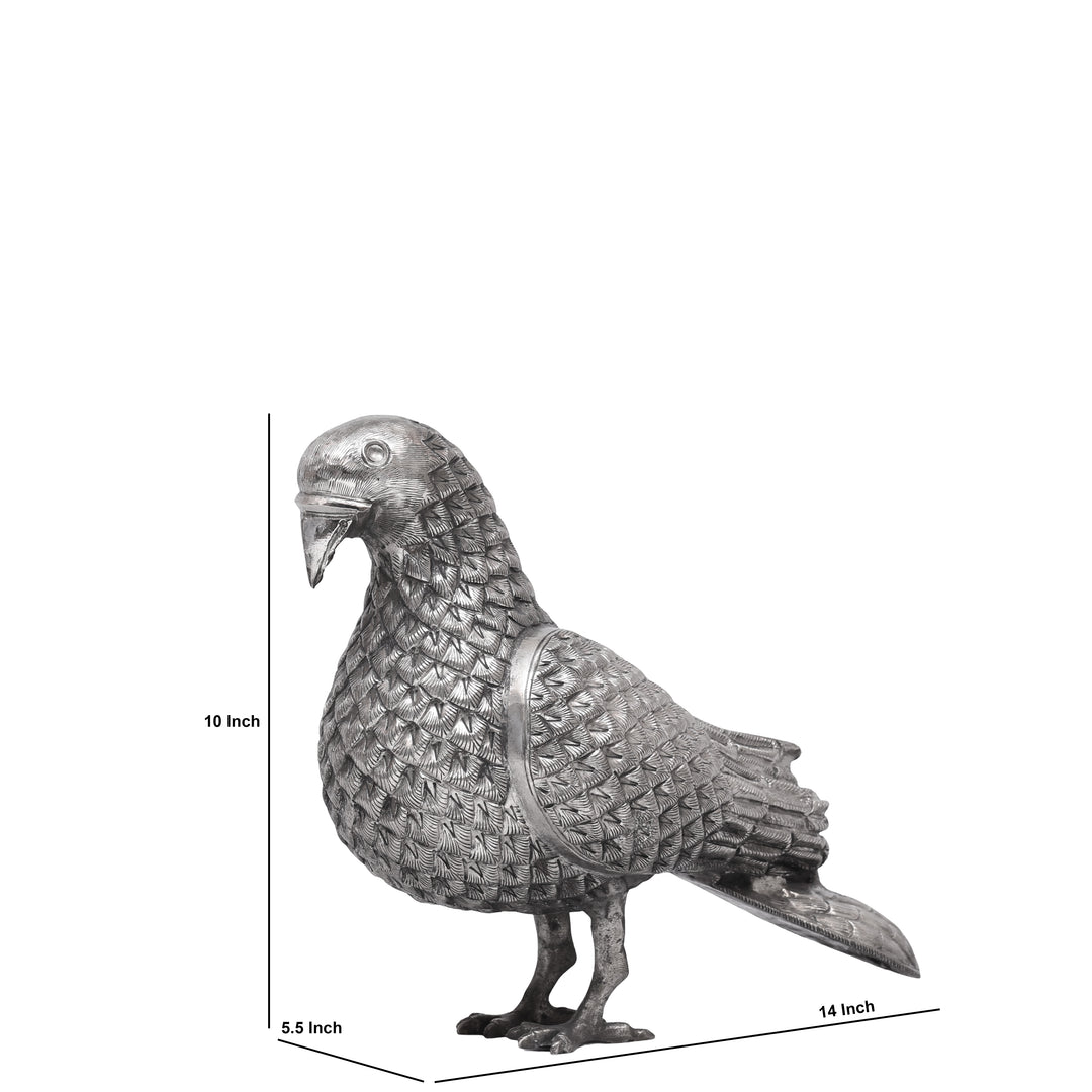 Handcrafted Silver Polished Pigeon Figurine