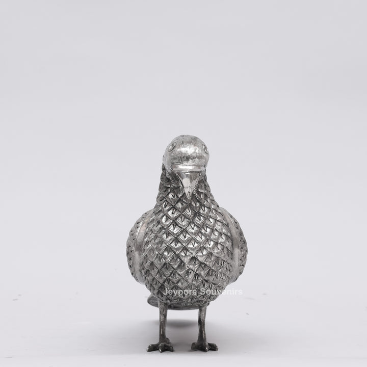 Handcrafted Silver Polished Pigeon Figurine