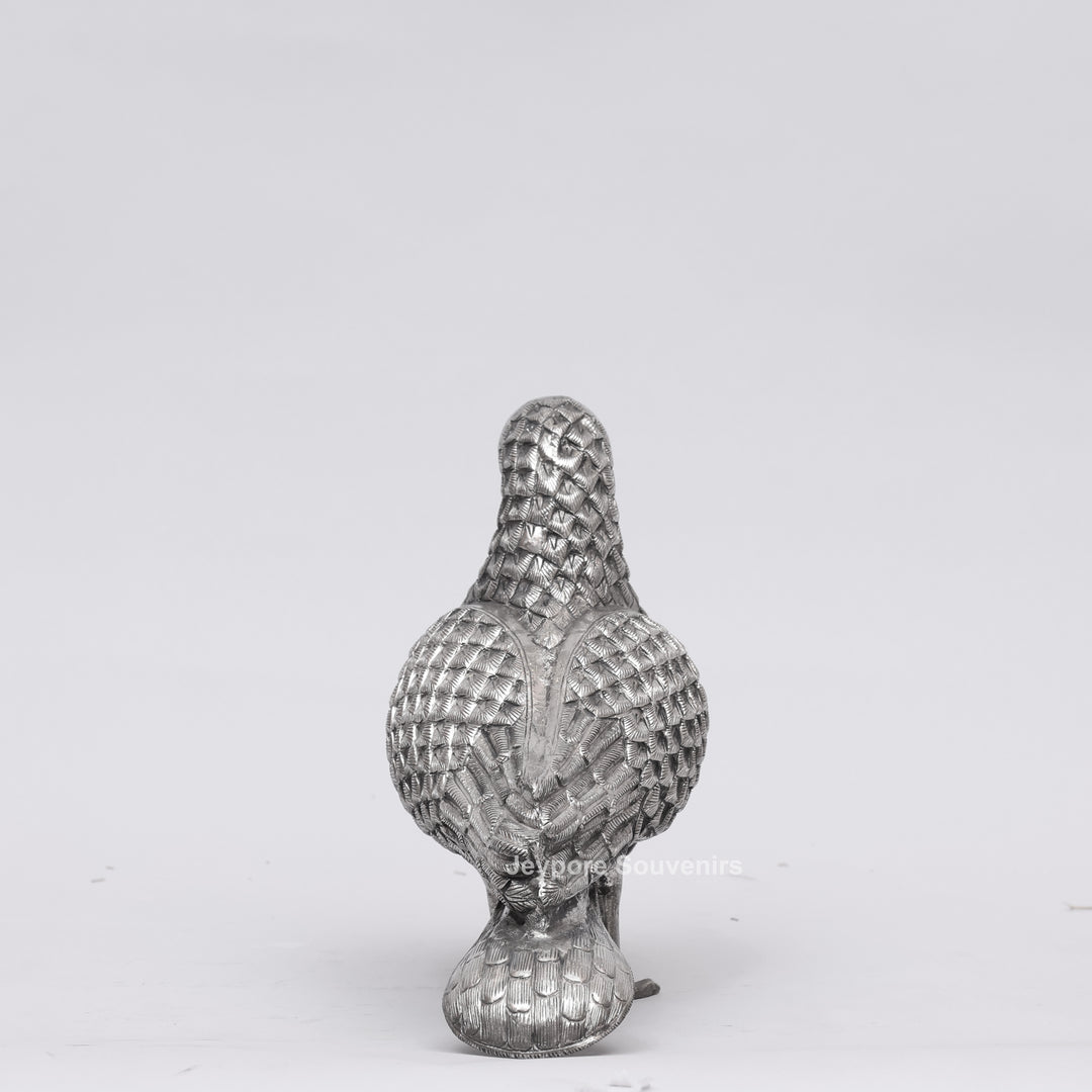 Handcrafted Silver Polished Pigeon Figurine