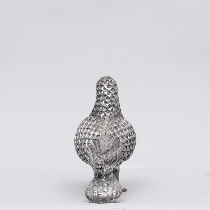 Handcrafted Silver Polished Pigeon Figurine