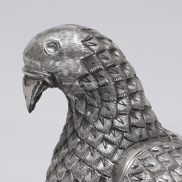 Handcrafted Silver Polished Pigeon Figurine