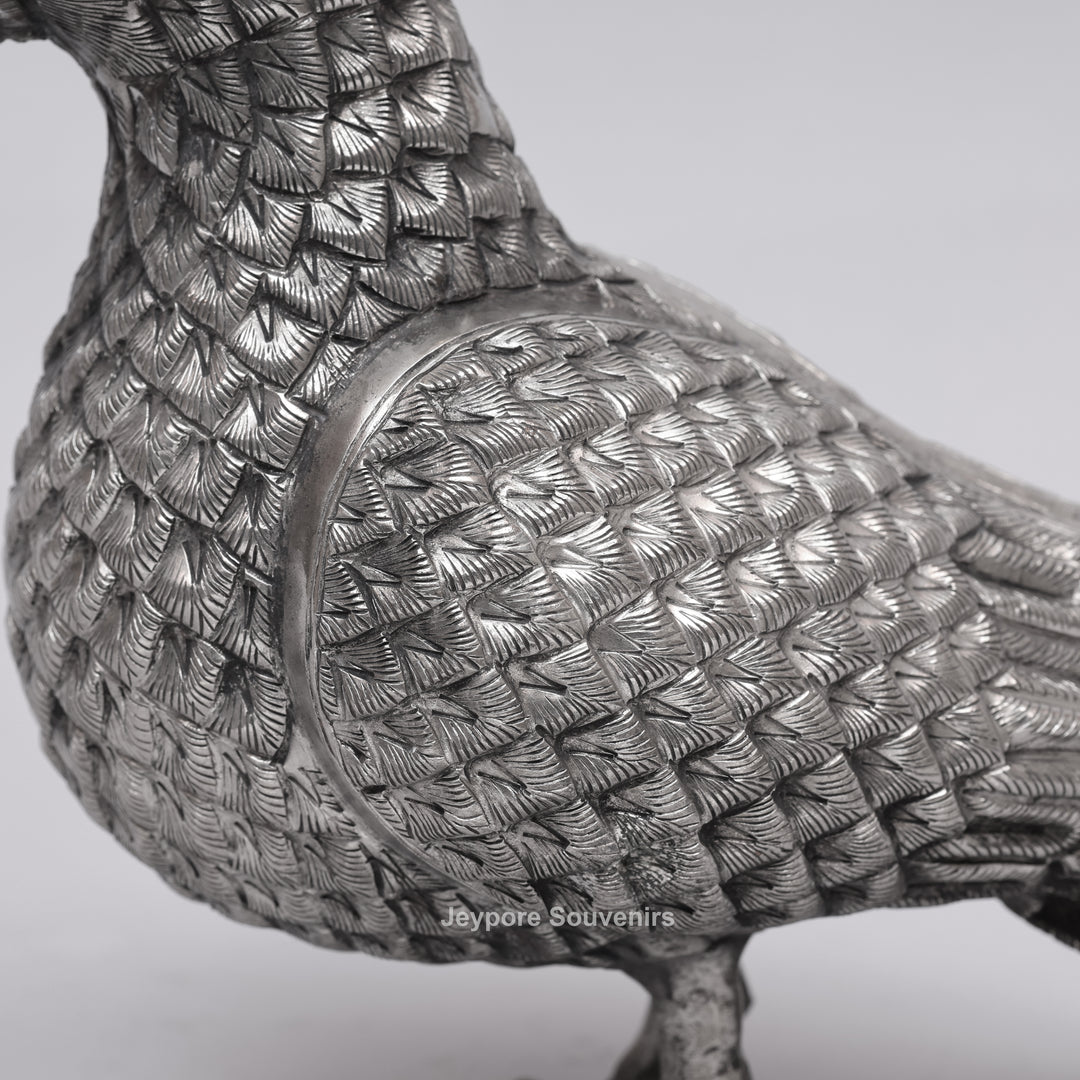 Handcrafted Silver Polished Pigeon Figurine