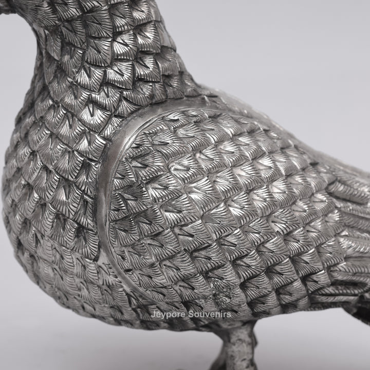 Handcrafted Silver Polished Pigeon Figurine