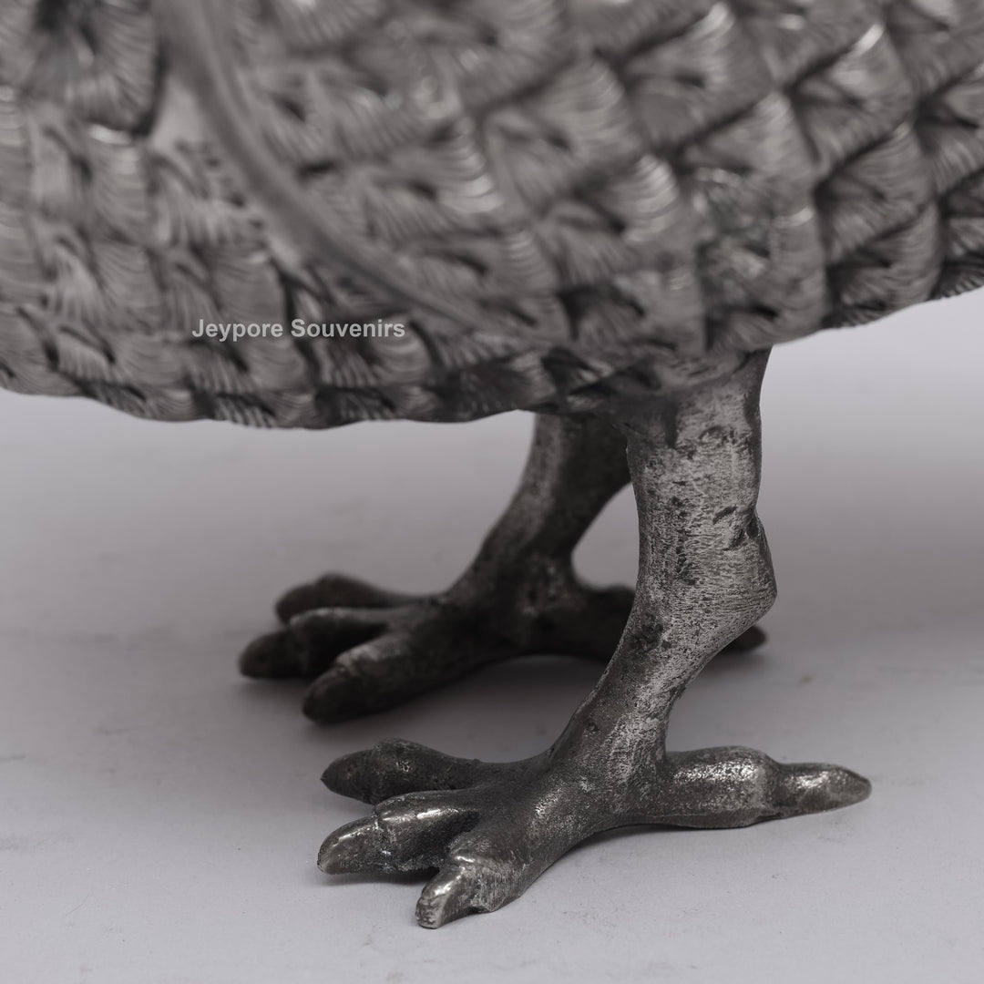 Handcrafted Silver Polished Pigeon Figurine