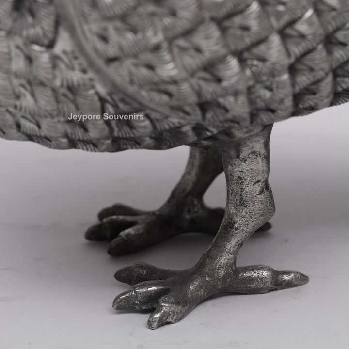 Handcrafted Silver Polished Pigeon Figurine
