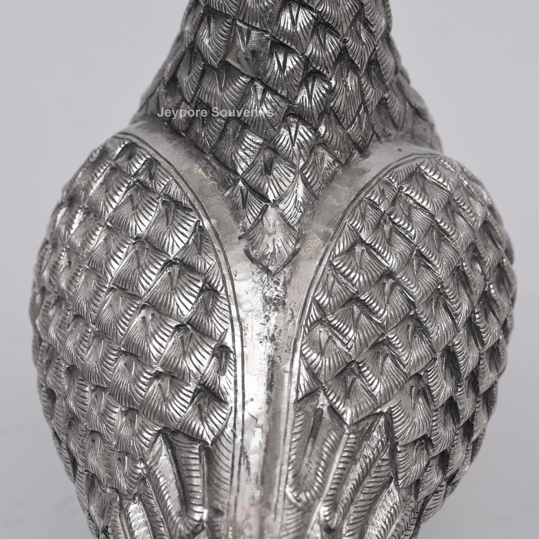 Handcrafted Silver Polished Pigeon Figurine