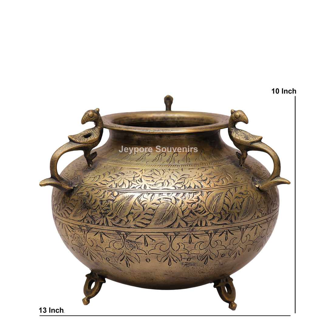 Handcrafted Engraved Brass Decorative Planter for Luxury Home Décor