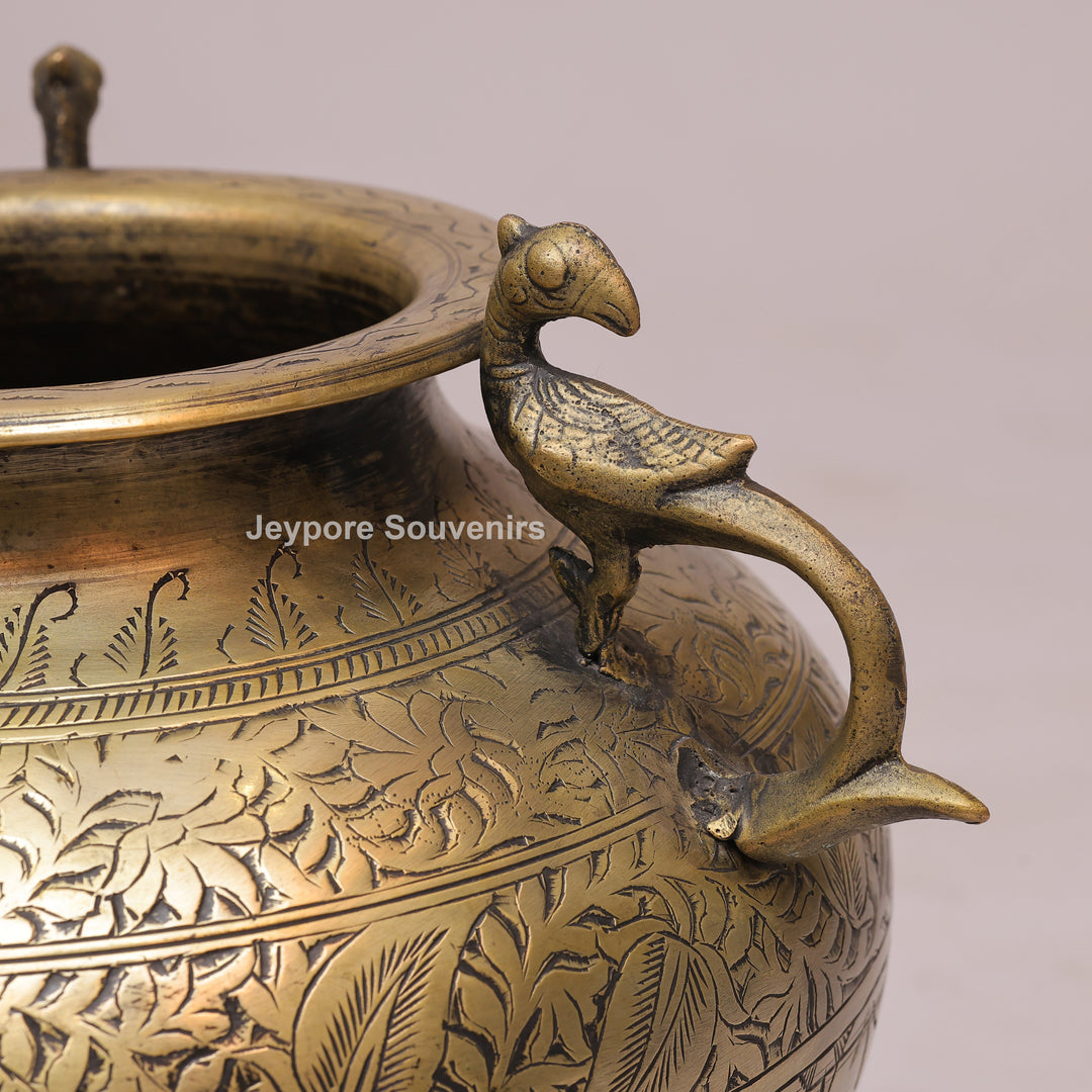 Handcrafted Engraved Brass Decorative Planter for Luxury Home Décor