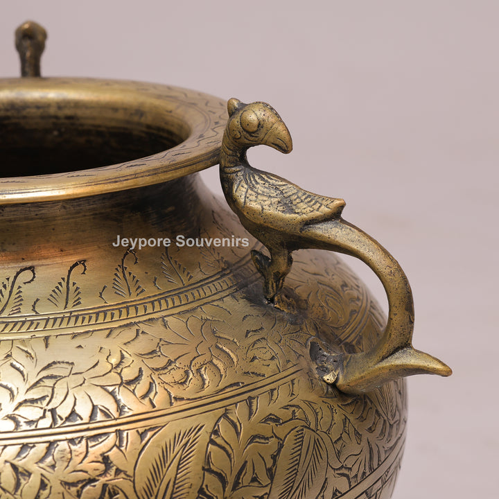 Handcrafted Engraved Brass Decorative Planter for Luxury Home Décor