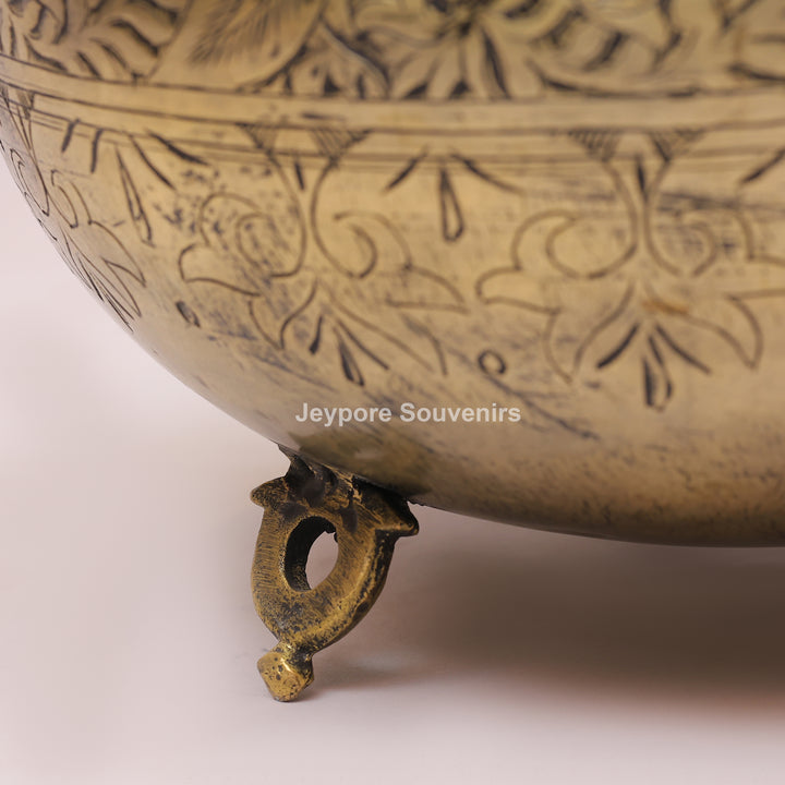 Handcrafted Engraved Brass Decorative Planter for Luxury Home Décor