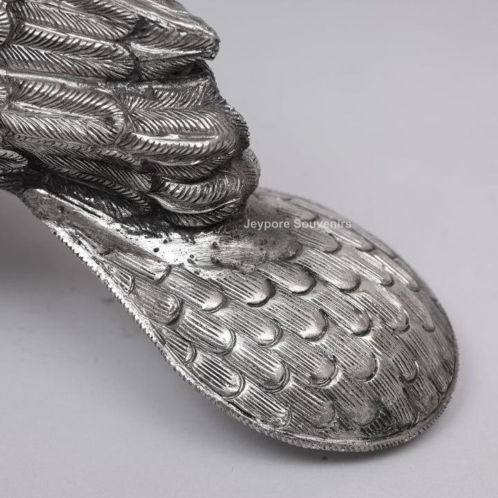 Handcrafted Silver Polished Pigeon Showpiece