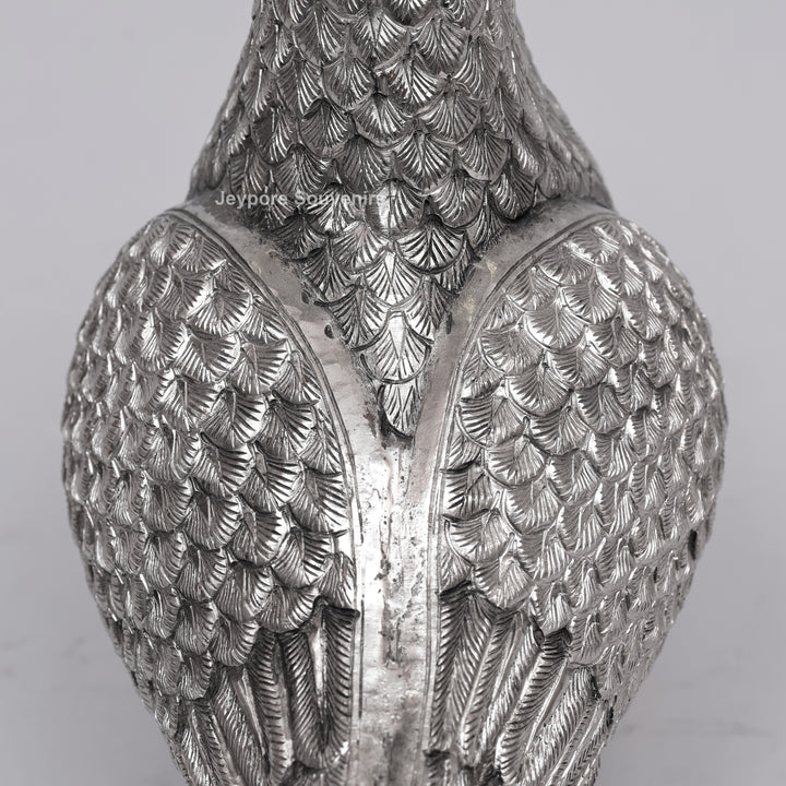 Handcrafted Silver Polished Pigeon Showpiece