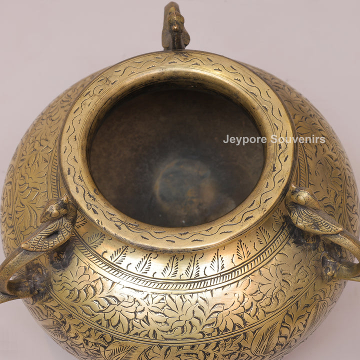 Handcrafted Engraved Brass Decorative Planter for Luxury Home Décor