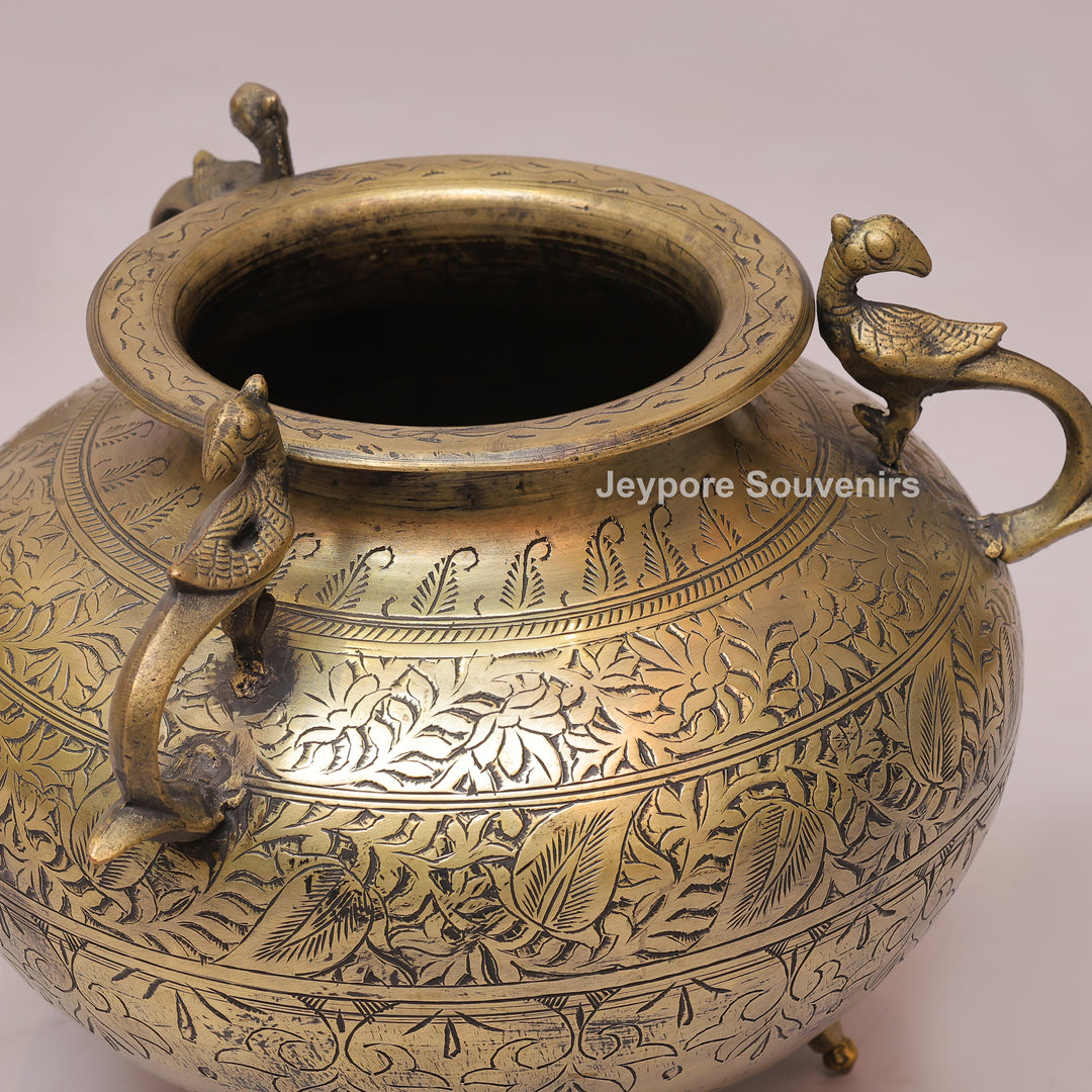 Handcrafted Engraved Brass Decorative Planter for Luxury Home Décor
