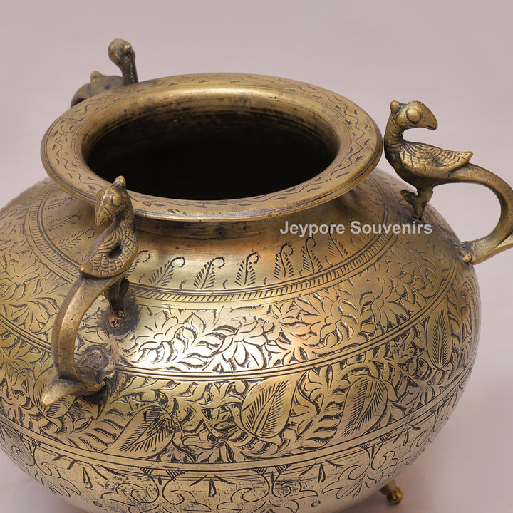 Handcrafted Engraved Brass Decorative Planter for Luxury Home Décor
