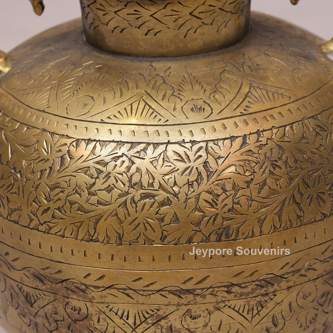 Brass Peacock Handle Decorative Pot for Luxury Home Décor
