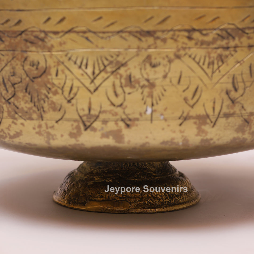 Brass Peacock Handle Decorative Pot for Luxury Home Décor