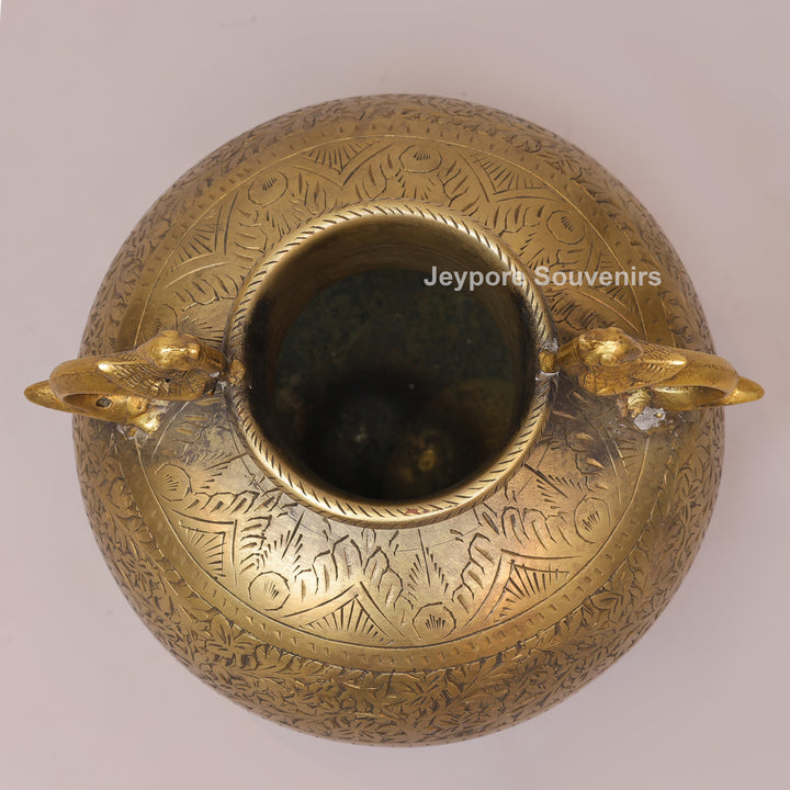 Brass Peacock Handle Decorative Pot for Luxury Home Décor