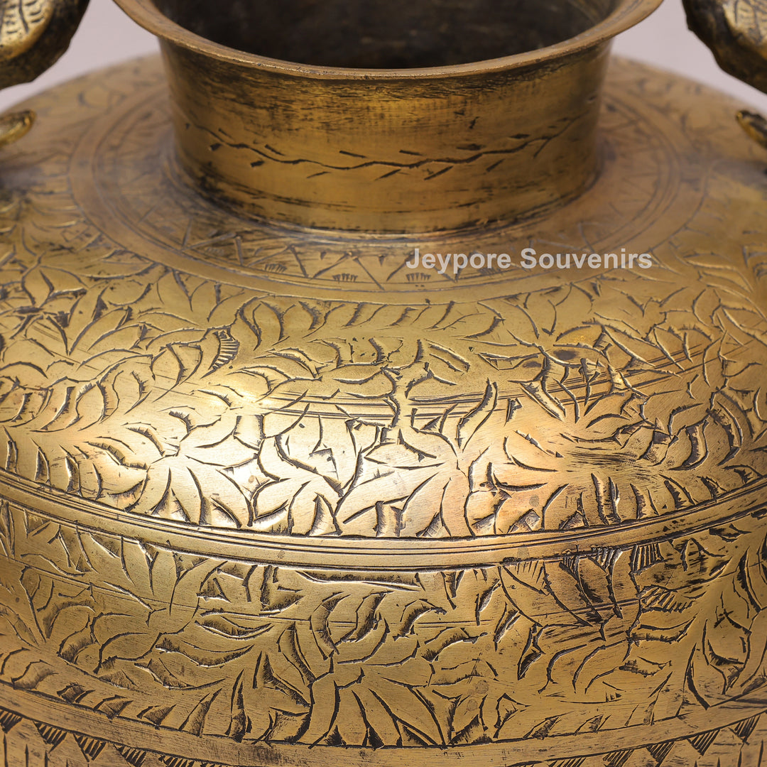 Handcrafted Brass Peacock Handle Decorative Planter for Luxury Home Decor