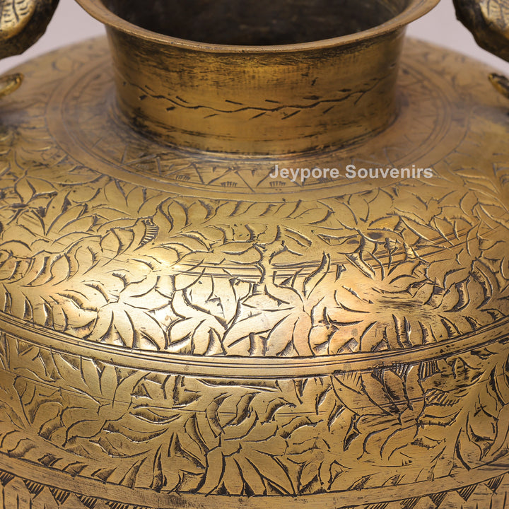 Handcrafted Brass Peacock Handle Decorative Planter for Luxury Home Decor