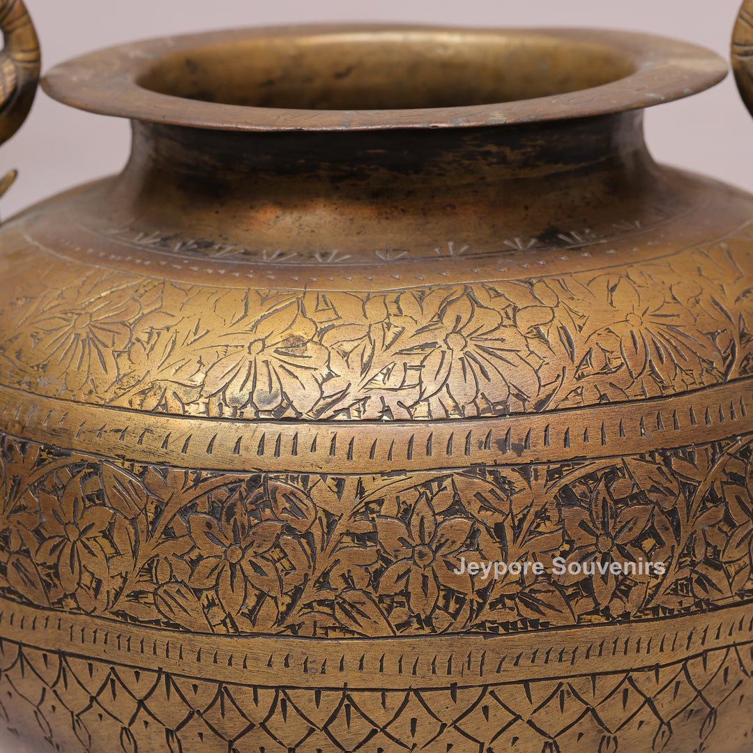 Handcrafted Brass Peacock Handle Decorative Pot for Home Décor