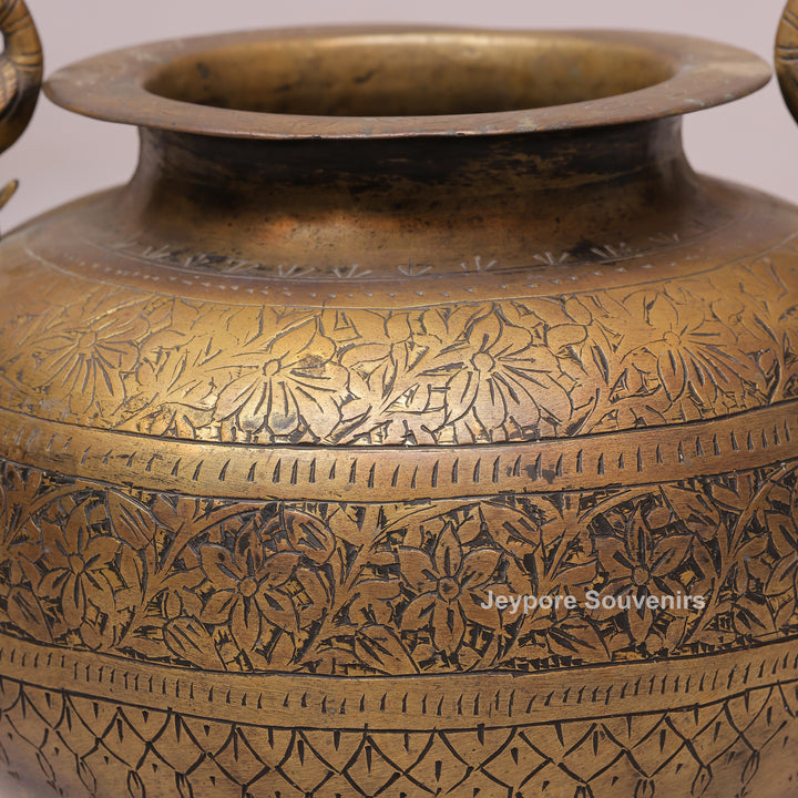 Handcrafted Brass Peacock Handle Decorative Pot for Home Décor