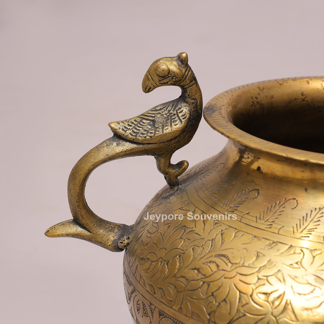 Decorative Peacock Handle Brass Planter for Luxury Home Decor