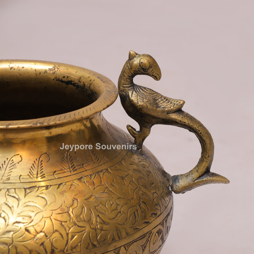 Decorative Peacock Handle Brass Planter for Luxury Home Decor