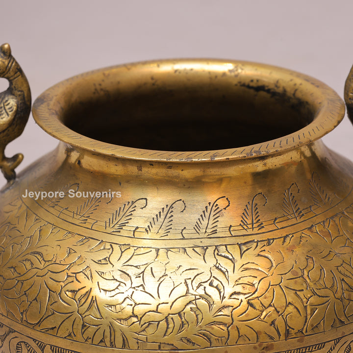Decorative Peacock Handle Brass Planter for Luxury Home Decor