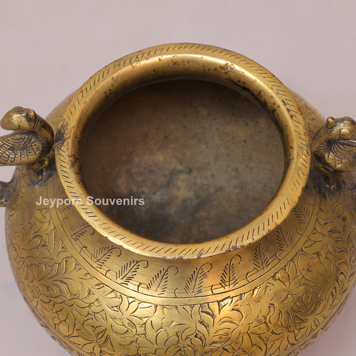 Decorative Peacock Handle Brass Planter for Luxury Home Decor