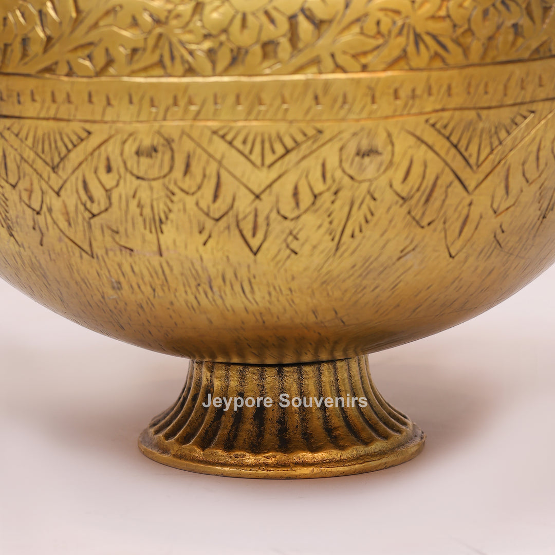 Handcrafted Luxury Brass Pot with Peacock Handles