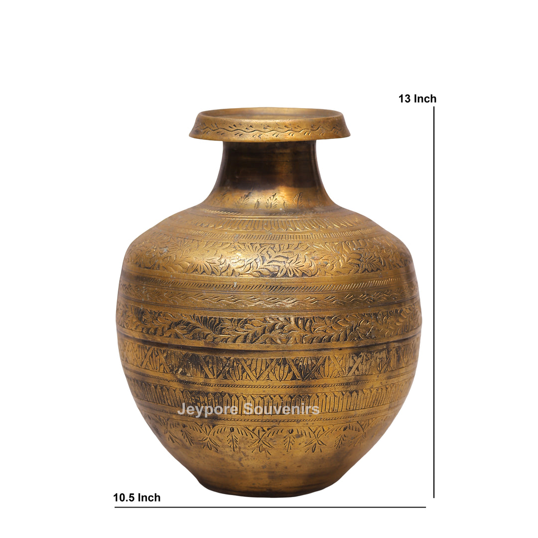 Vintage-Style Brass Planter Pot with Antique Golden Finish