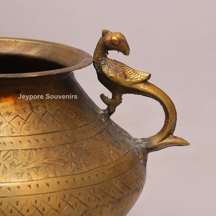 Peacock Handle Brass Decorative Planter Pot for Luxury Home Décor