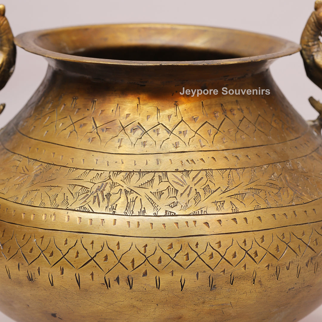 Peacock Handle Brass Decorative Planter Pot for Luxury Home Décor