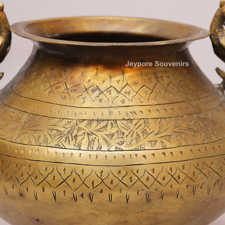 Peacock Handle Brass Decorative Planter Pot for Luxury Home Décor