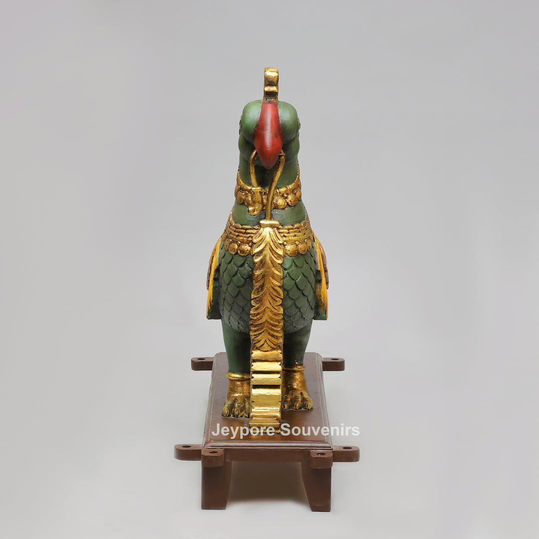 Handcrafted Wooden AnnaPakshi Parrot Vahan Statue on Decorative Chowki