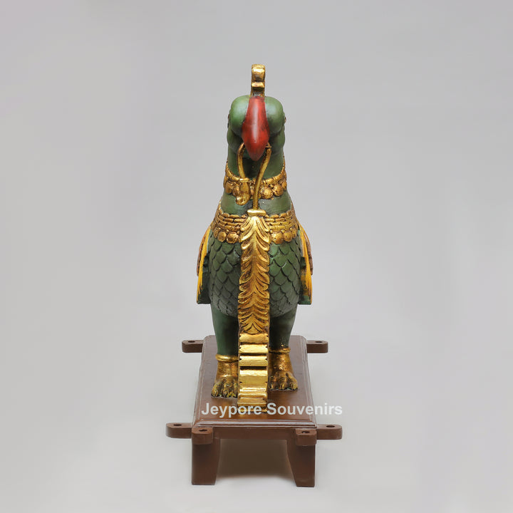 Handcrafted Wooden AnnaPakshi Parrot Vahan Statue on Decorative Chowki